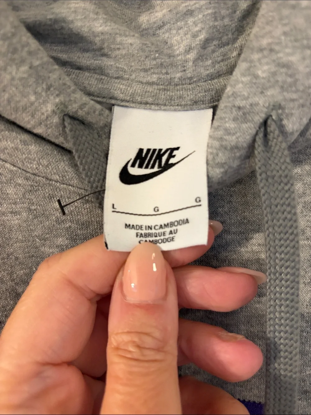 Nike Gray Hoodie with Purple NOOK Volleyball Logo.  Size L.  Never worn